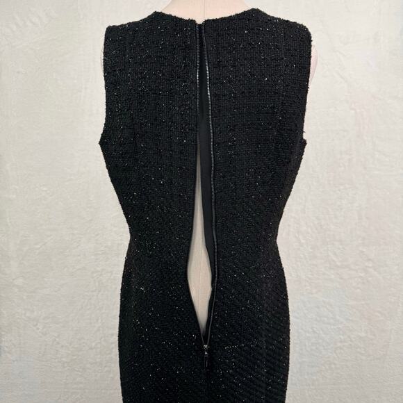 WHBM Metallic Tweed Dress Black Boucle Sheath Academia Career Preppy Size 10 - Picture 8 of 10